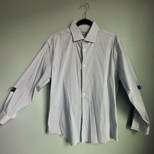 Michael Kors- Men’s XL Slim Fit - Blue and White Vertical Stripe